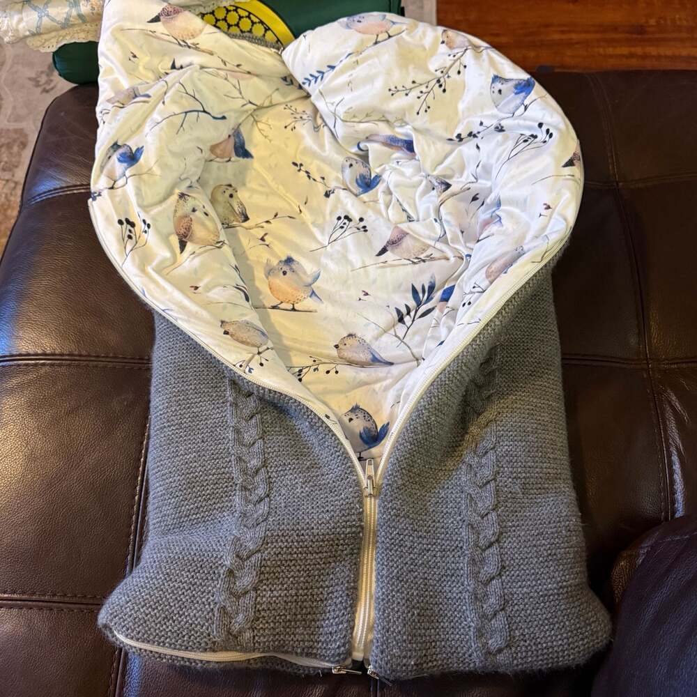 Newborn Baby Knit Winter Warm Stroller Sleeping Bag Swaddle Wrap Gray